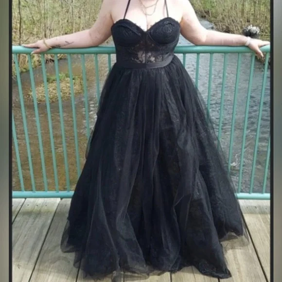 David's bridal black prom dress on sale